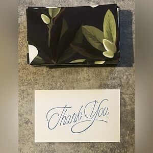 25 Homemade Floral Black and Green Thank You Cards